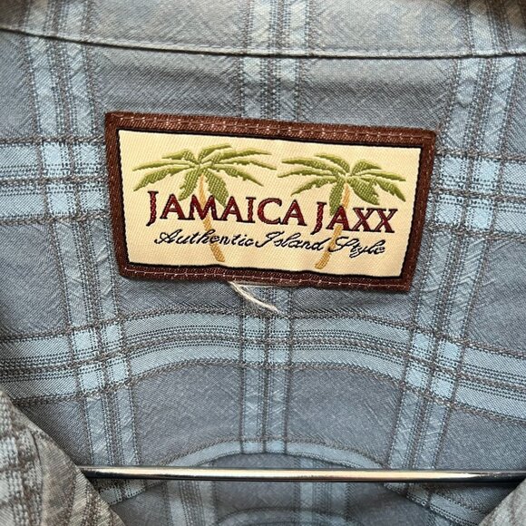 JAMACIA‎ Jaxx Mens Blue Plaid Print Short Sleeve Shirt Size XL - Picture 3 of 8